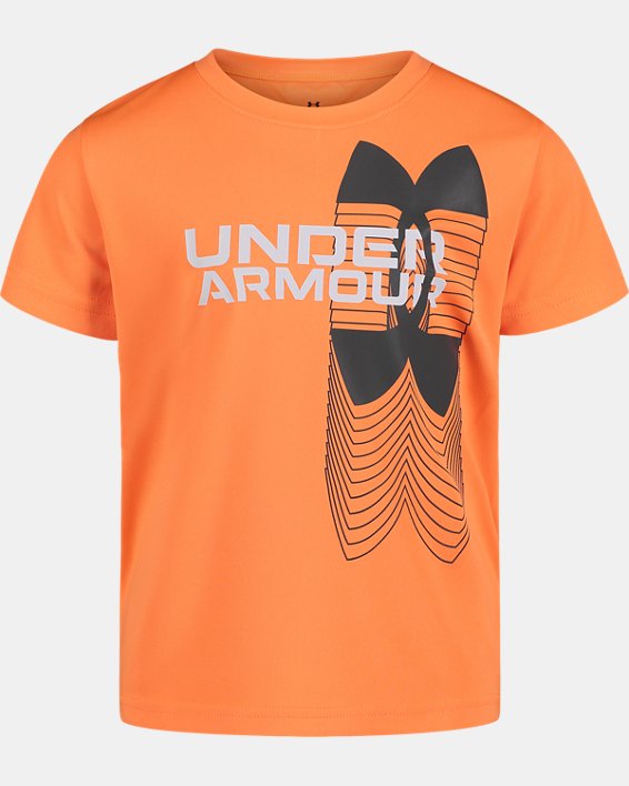 Little Boys' UA Split Logo Hybrid Short Sleeve, Orange, pdpMainDesktop image number 0